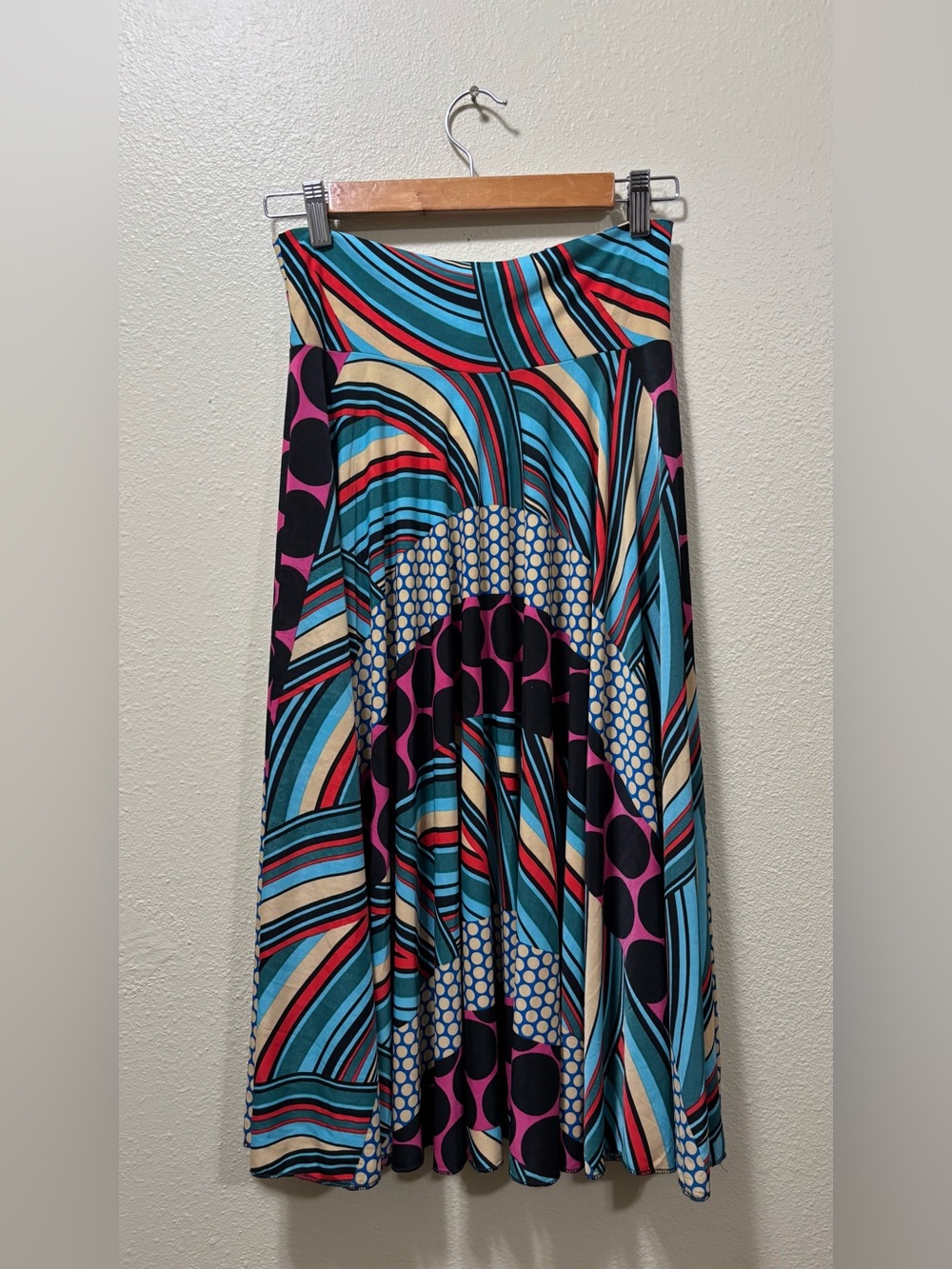 Y2K Vibrant Multicolor Printed Flared Midi Skirt